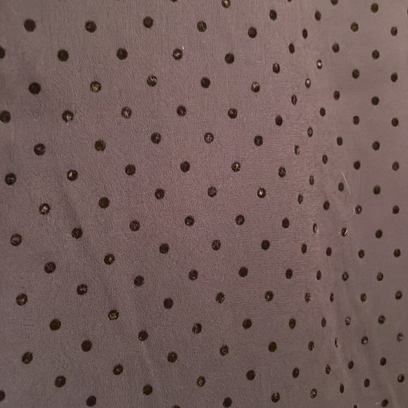 Subtle polka dots and lace cap sleeves make this navy blouse a must-have - Picture 4 of 4